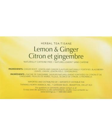 Twinings Lemon & Ginger Herbal Individually Wrapped Tea Bags | Naturally Caffeine-Free | Invigorating Ginger Spiced & Lemon Herbal Tea | 50 Count (Pack of 6) | Enjoy Hot or Iced Ginger Lemon 50 Count (Pack of 6) - Buy Online on GoSupps.com