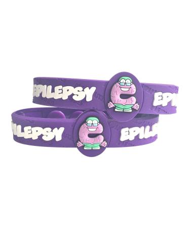 Epilepsy Bracelet Kids Colorful Seizure Alert Bracelet for Kids Epilepsy Awareness, Latex-Free Adjustable Wristband for Kids Ages 3+ (2 Pack Dr. E) Kid Emergency Bracelet