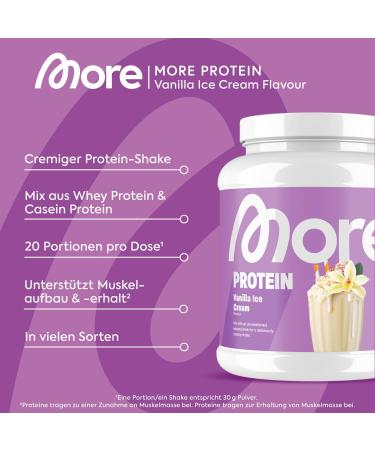 More Protein Vanilla Ice Cream 2x600g - Whey & Casein Blend for Muscle Building - Lactase Added - Tested Quality Made in Germany - Buy Online on GoSupps.com
