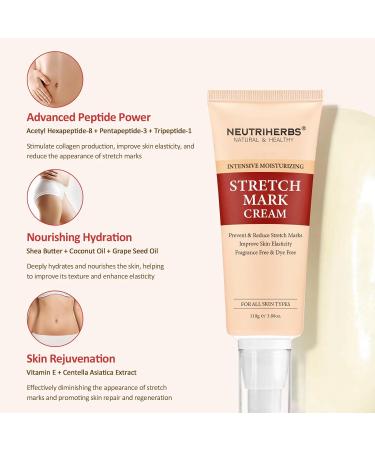 Neutriherbs Stretch Mark Cream - Best Pregnancy & Weight Fluctuation Skin Care with Shea Butter & Coconut Oil - 3.88 Oz - Buy Online on GoSupps.com