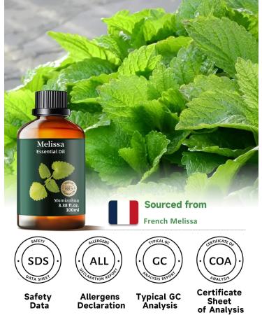 Melissa Essential Oil Pure Melissa Oil Mumianhua Lemon Balm Oil Uplifting Citrus-Herb Scent for Diffuser Skin Hair & Personal Care 3.38 Fl Oz Melissa-3.38 Oz - Buy Online on GoSupps.com