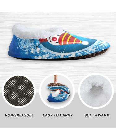 Mnsruu Christmas Snowman Star Snow Slippers - Comfortable Non-Slip Fleece Men's Shoes Size 43-46 (UK 8-9) - Ideal for Cozy Winter Nights - Buy Online on GoSupps.com