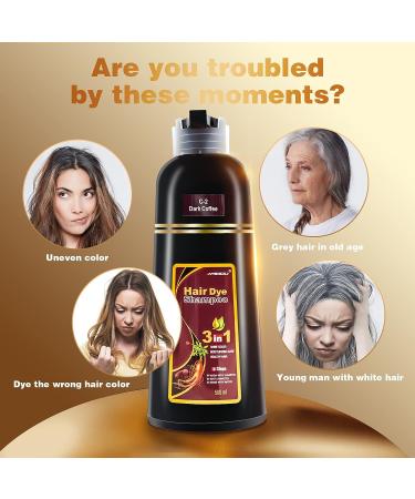 FONDIIA Herbal Brown Hair Color Shampoo 500ML - 3-In-1 Instant Hair Dye for Natural Gray & Dark Brown Coloring - 15-Min Refreshing Hair Color - Buy Online on GoSupps.com