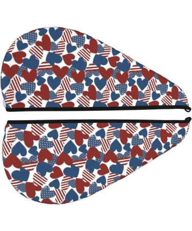 American Flag Heart Microfiber Hair Towel | Soft Super Absorbent Hair Wrap for Women | Quick Dry Coral Velvet for Long Curly Thick Hair - Buy Online on GoSupps.com