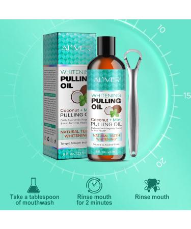 Pulling Oil with Coconut & Peppermint Oil-Mouthwash for Oral Care-Teeth Whitening and Fresh Breath Organic Essential Oils Mouthwash With Tongue Scraper Alcohol-Free Treatment for Gums-8 Fl.Oz 2 Piece Set - Buy Online on GoSupps.com