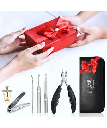 DUAIU 6Pcs Nail Clippers Set for Thick and Ingrown Nails - Stainless Steel Toenail Scissors with Nail File and Trimmer - Buy Online on GoSupps.com
