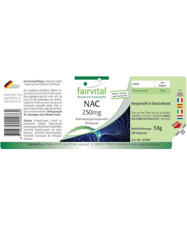 Fairvital | NAC 250 mg - set for 3 months - 90 capsules - amino acids - N-acetyl-cysteine - Buy Online on GoSupps.com