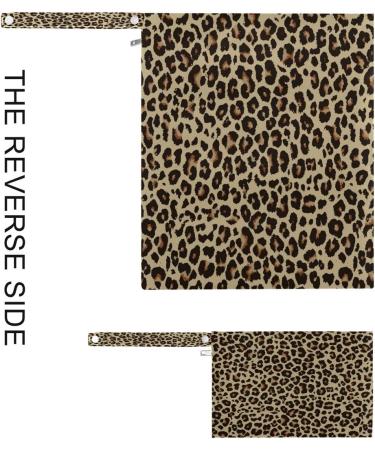 JUMBEAR Brown Leopard Print Wet Dry Bag Set - Waterproof Reusable Organizer for Baby Cloth Diapers, Swimsuits, and Gym Gear - 2PCS - Buy Online on GoSupps.com
