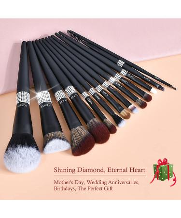 LORYP Glitter Crystal Makeup Brushes Set - 13pcs Bling Rhinestone Matte Black Set for Lady - Buy Online on GoSupps.com