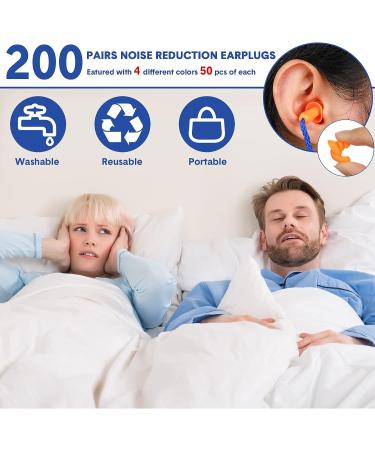 Xuhal 200 Pairs Corded Reusable Silicone Ear Plugs Bulk - Noise Cancelling Hearing Protection for Shooting, Work, Swimming - Individually Wrapped Soft Earplugs for Kids & Adults - 4 Colors - Buy Online on GoSupps.com