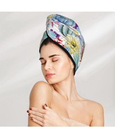 Hair Towel Wrap for Quick Drying | Cactus Hair Drying Towel Turban with Button | Soft & Absorbent Head Towel - Buy Online on GoSupps.com