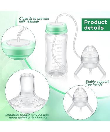 Nuanchu 10 oz Self Feeding Baby Bottle w/ Long Tube Straw | Leak-Proof Baby Feeder Bottle for Imitation Milk Weaning | Mint Green - Buy Online on GoSupps.com