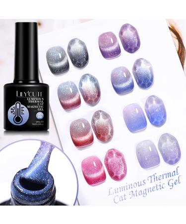 Color Changing Gel Nail Polish Glitter Nail Polish Cat Eye Gel Nail Polish Chameleon Soak Off UV LED Thermal Temperature Nail Art Manicure Glow In Dark Effect Nail Varnish Color: Z03 - Buy Online on GoSupps.com