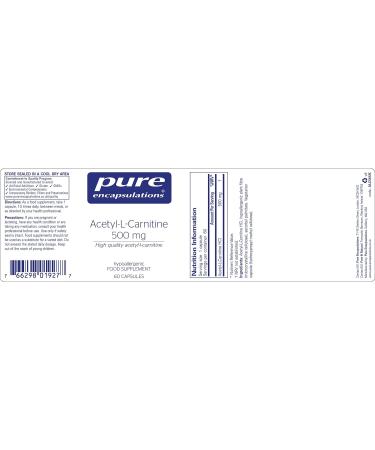 Pure Encapsulations Acetyl-l-Carnitine (ALCAR) 500mg - 60 Capsules - Buy Online on GoSupps.com