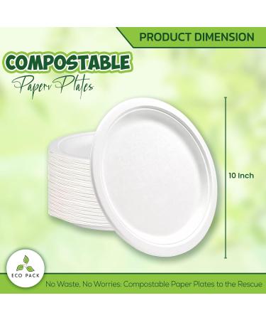 Eco Pack 125Pcs 10 Compostable Plates Eco-Friendly Heavy Duty Biodegradable Dinnerware Set Made of Bamboo Sugar Cane Fibers Disposable Wedding BBQs Picnic and Parties Plates - Buy Online on GoSupps.com