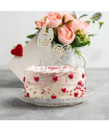 Wedding Cake Toppers Wedding Cake Topper with Rhinestones Wedding Cake Decorations wedding Cake Toppers Bride and Groom for Wedding Engagement Anniversary Valentine's Day (Mr & Mrs) - Buy Online on GoSupps.com