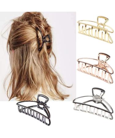 Caili Claw Clips Set - 3 Retro Minimalist Non-Slip Hair Clips for Women | Gold Black & Red Gold Hair Accessories - Buy Online on GoSupps.com