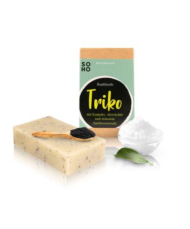 SOHO Naturkosmetik "Triko" face soap with activated carbon solid soap with camphor vegan facial cleansing for combination skin