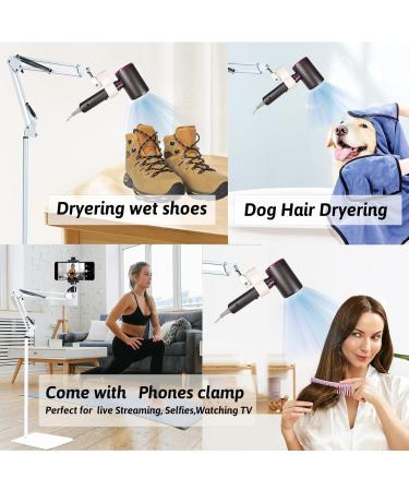 Hands-Free 360 Hair Dryer Stand Holder - Adjustable Floor Stand for All Hair Dryers (White - Buy Online on GoSupps.com