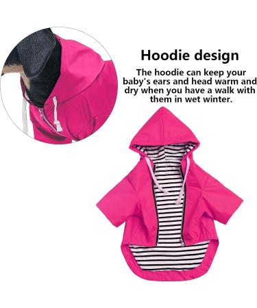 Minezi Pink XXL Hundred Coat - Reflective Buttons & Zippers Wind & Rainproof Adjustable Cord Removable Hood - Buy Online on GoSupps.com