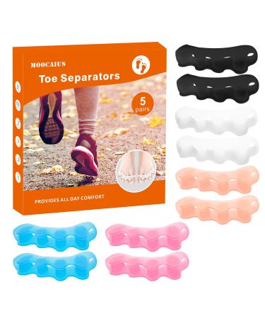 Toe Separators 5 Pair Soft Gel Toe Spacers to Correct Bunions Toe Stretcher for Therapeutic Relief from Plantar Fasciitis Claw ToesHammer Toes Foot Pain for Women  Men (5 in 1) (5color) - Buy Online on GoSupps.com