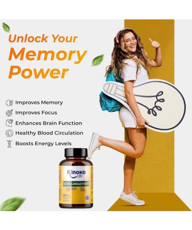 Buy Ginkgo Biloba Forte 180 Capsules - Boost Memory & Concentration with Bacopa Lion's Mane Niacin & B Vitamins | International Shipping - Buy Online on GoSupps.com