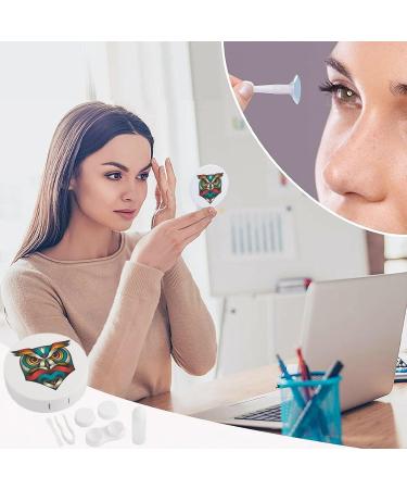 Psychedelic Owl Contact Lens Case - Cute Portable Round Storage Box with Mirror for Travel & Daily Use - Buy Online on GoSupps.com