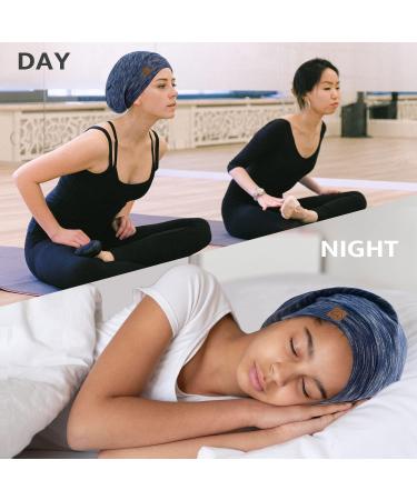 Silk Satin Sleep Cap Bonnet for Natural Curly Hair | Adjustable Night Cap - HEATHER BLUE - Buy Online on GoSupps.com