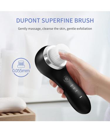 COSBEAUTY Sonic Facial Cleansing Brush - 5 Brush Heads, IPX7 Waterproof, Rechargeable - Black - Buy Online on GoSupps.com