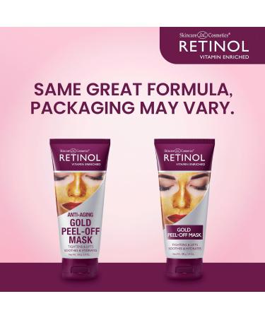 Retinol Gold Peel-Off Mask | Tightens Lifts & Hydrates Skin | Firm & Brighten with Real Gold & Flower Extracts - Luminous Finish - Buy Online on GoSupps.com