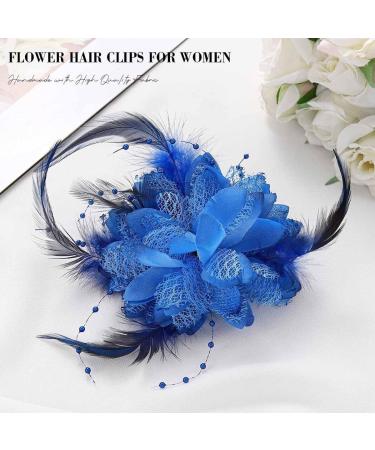 Edary Flower Feather Hair Clips Rose veil Fascinator Hairpin Corsage Barrettes and Pins Rose Hair Accessories Clip Elastic Wedding for Women and Girls - Buy Online on GoSupps.com