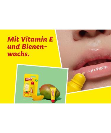 Carmex Peach Mango Tube Moisturizing and Soothing Lip Balm for Chapped Lips with Vaseline Vitamin E and Beeswax (12 x 10 g) - Buy Online on GoSupps.com