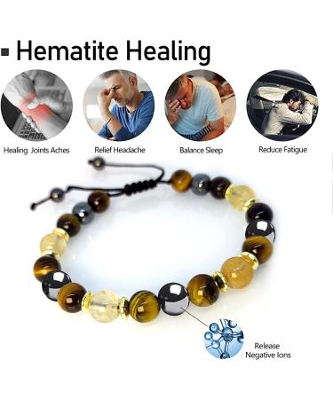 Triple Protection Bracelet for Prosperity, Money, Business Goals | Citrine, Tiger Eye, Hematite Bracelet Set - Buy Online on GoSupps.com