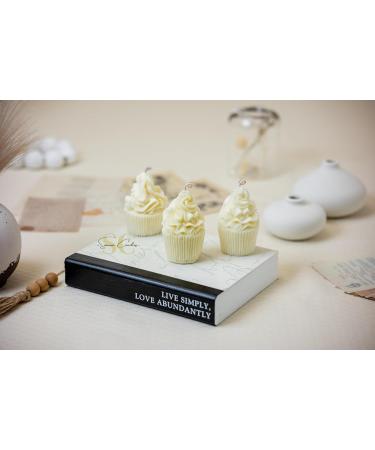 Set of 2 Handmade Cupcake Candles - Natural Soy Wax Birthday Cake Candle Gift for Women - White - Buy Online on GoSupps.com