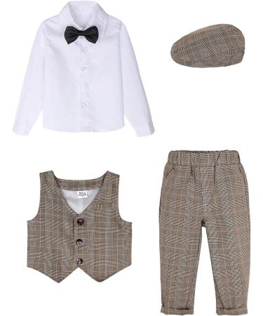 Mint Green Baby Boys Blazers Suit 5pcs Wedding Outfit | Khaki Plaid 2-3 Years - Buy Online on GoSupps.com