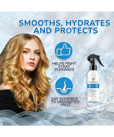 BELLISSO Biotin Heat Protectant Spray with Moroccan Argan Oil - Leave-in Deep Conditioner for Dry Damaged Hair - Buy Online on GoSupps.com