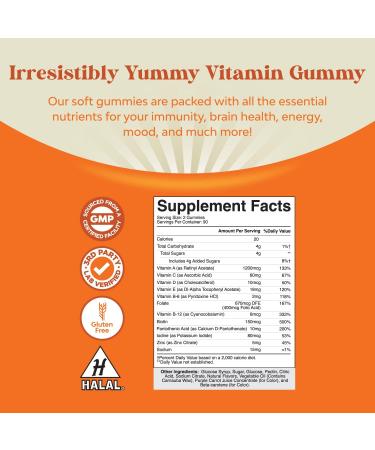 Potent Adult Multivitamin Gummies | Vitamin D A C E B12 Zinc Biotin | Energy & Immunity | Non-GMO Gluten Free Halal | 180 Gummies - Buy Online on GoSupps.com