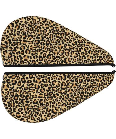 Leopard Print Microfiber Hair Towel | Super Absorbent Quick Dry Wrap for Long Curly & Thick Hair - Coral Velvet - Buy Online on GoSupps.com