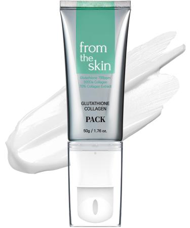 Glutathione Collagen Peel Off Mask - Anti Aging Korean Face Mask Face Lift Radiance Boost Reduces Wrinkles - Built-in Silicone Spatula 700ppm Glutathione & 300 Da Collagen 1.76 oz.