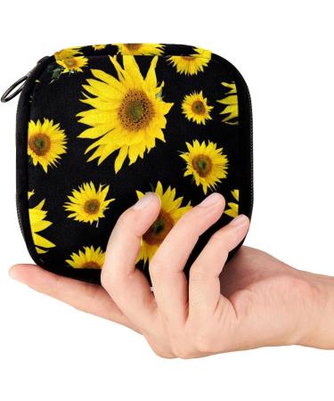 GIAPB Period Bag - Yellow Flower Sanitary Napkin Storage & Makeup Pouch (Black Background) - Buy Online on GoSupps.com
