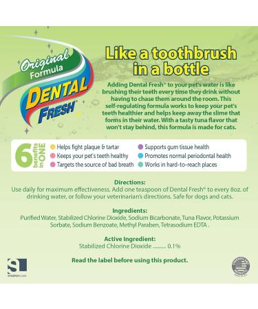 DENTAL FRESH Water Additive for Cats Original Formula 8 oz Bad Breath Treatment for Cats Add to Water Bowl to Whiten Teeth and Eliminate Bad Breath Cat Teeth Cleaning to Improve Oral Health 236.59 ml (Pack of 1) Original - Buy Online on GoSupps.com