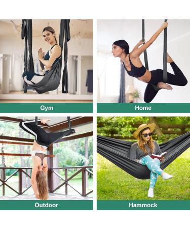 Leogreen Aerial Yoga Hammock - Heavy Duty Nylon Swing with 6 Handles Supports Up to 300kg Dark Gray - Buy Online on GoSupps.com
