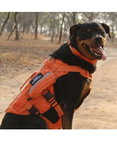 Oneigris No-Pull Dog Harness - Adjustable Aire Mesh Comfort Vest for Large/Medium Dogs | Ultra Breathable & Safe with 2 Handles - Size M (Neck: 40-58cm Breast: 60-81cm) - Orange - Buy Online on GoSupps.com