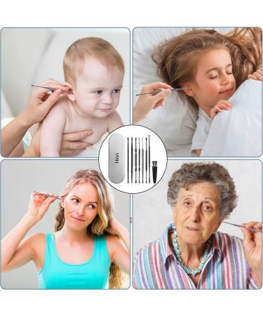 Hion 8-in-1 Stainless Steel Ear Cleaner for Ear Wax Removal - Medical Grade Kids & Adults Includes Storage Box - Black - Buy Online on GoSupps.com