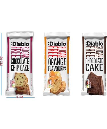 Diablo Sugar Free Mix Flavour Cakes 200g (Pack of 3) Orange Flavour Chocolate & Chocolate Chip - Buy Online on GoSupps.com