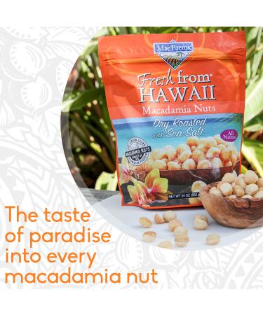 MacFarms Dry Roasted Macadamia Nuts 24 OZ (2 Pack) | Premium Sea Salt Flavored Nuts from Hawaii - Healthy Snack - 24 Ounce (Pack of 2) - Buy Online on GoSupps.com