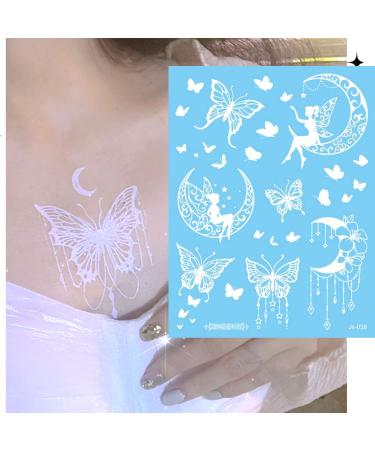 White Butterfly and Flower Temporary Tattoos - Waterproof Henna Lace Design Stickers for Women | Perfect for Wedding, Festivals, Parties - Shop Now! - Buy Online on GoSupps.com