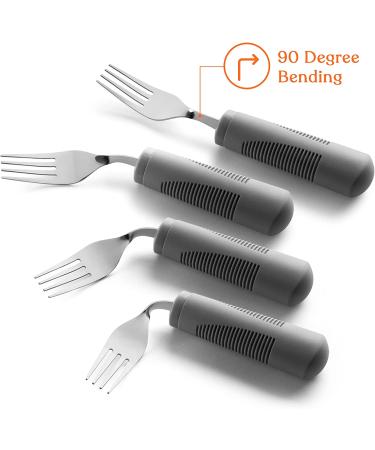 Special Supplies Adaptive Utensils (4-Piece Set) - Weighted Non-Slip Handles for Hand Tremors, Arthritis, Elderly use - Stainless Steel Knife, Fork, Spoons - Gray - Buy Online on GoSupps.com