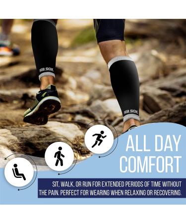 SB SOX Compression Calf Sleeves (20-30mmHg) - Unisex, Black/Gray, X-Large - Buy Online on GoSupps.com