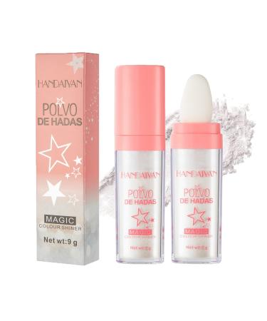 Polvo De Hadas Highlighter Makeup Body Glitter Stick,Shimmer Face Blusher Body Highlighter Glitter Makeup Gift for Girls Women-01#White Moonbeam